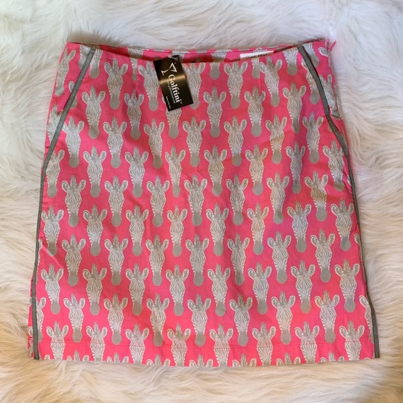 Golftini Shorts Golftini L Pink Zebra Face Print Tennis Skirt